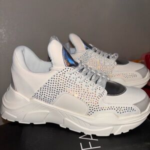 White bedazzled chunky sneaker